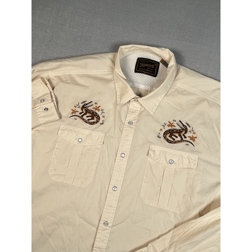 Howler Brothers Gaucho Lazy Gator Pearl Snap shirt Men 2XL Performance New